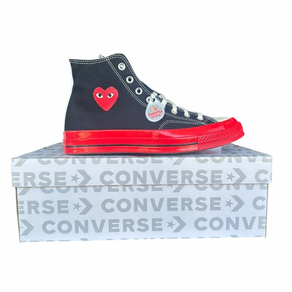 ✨Converse Chuck 70 Hi Comme Des Garçons Play Sz 12 Women's Shoes Black A01793C✨ - Picture 7 of 10